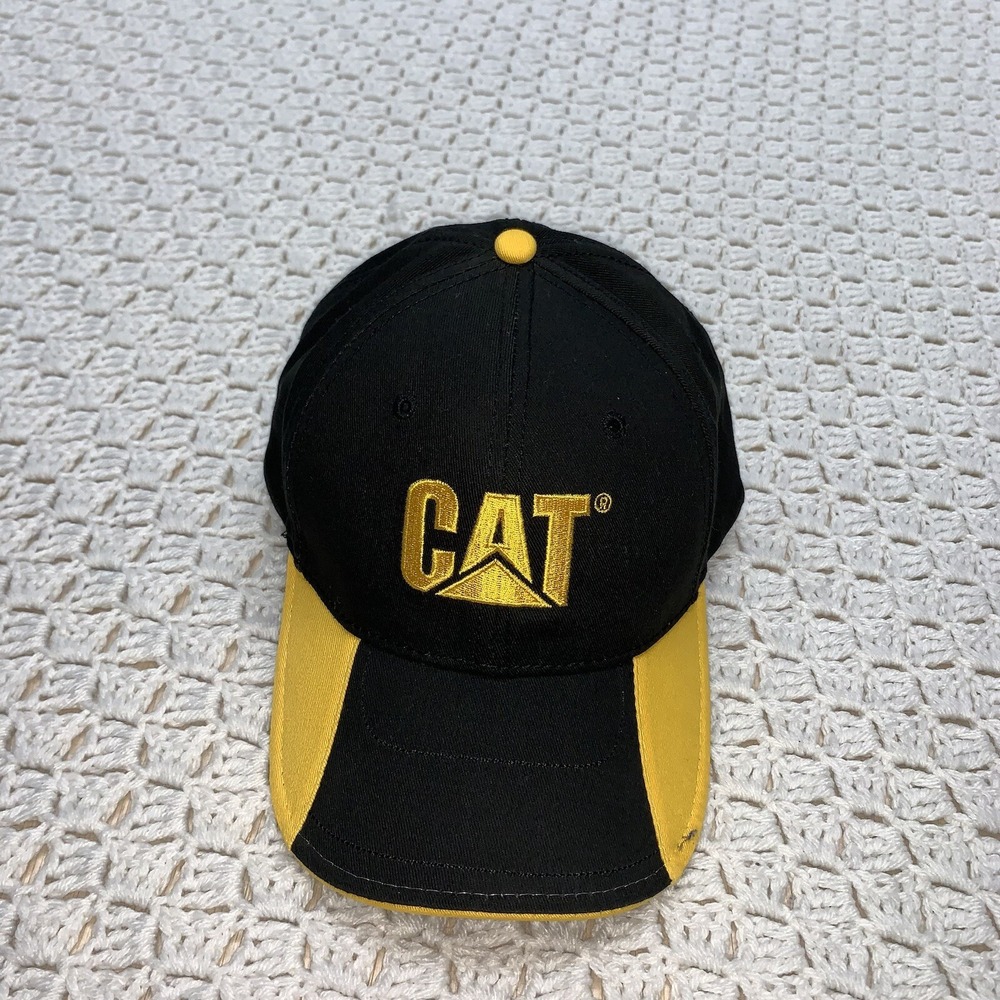 Caterpillar Outdoor Tactical/Hunting Black/Yellow  Hat Trucker Style Strap‎ Back